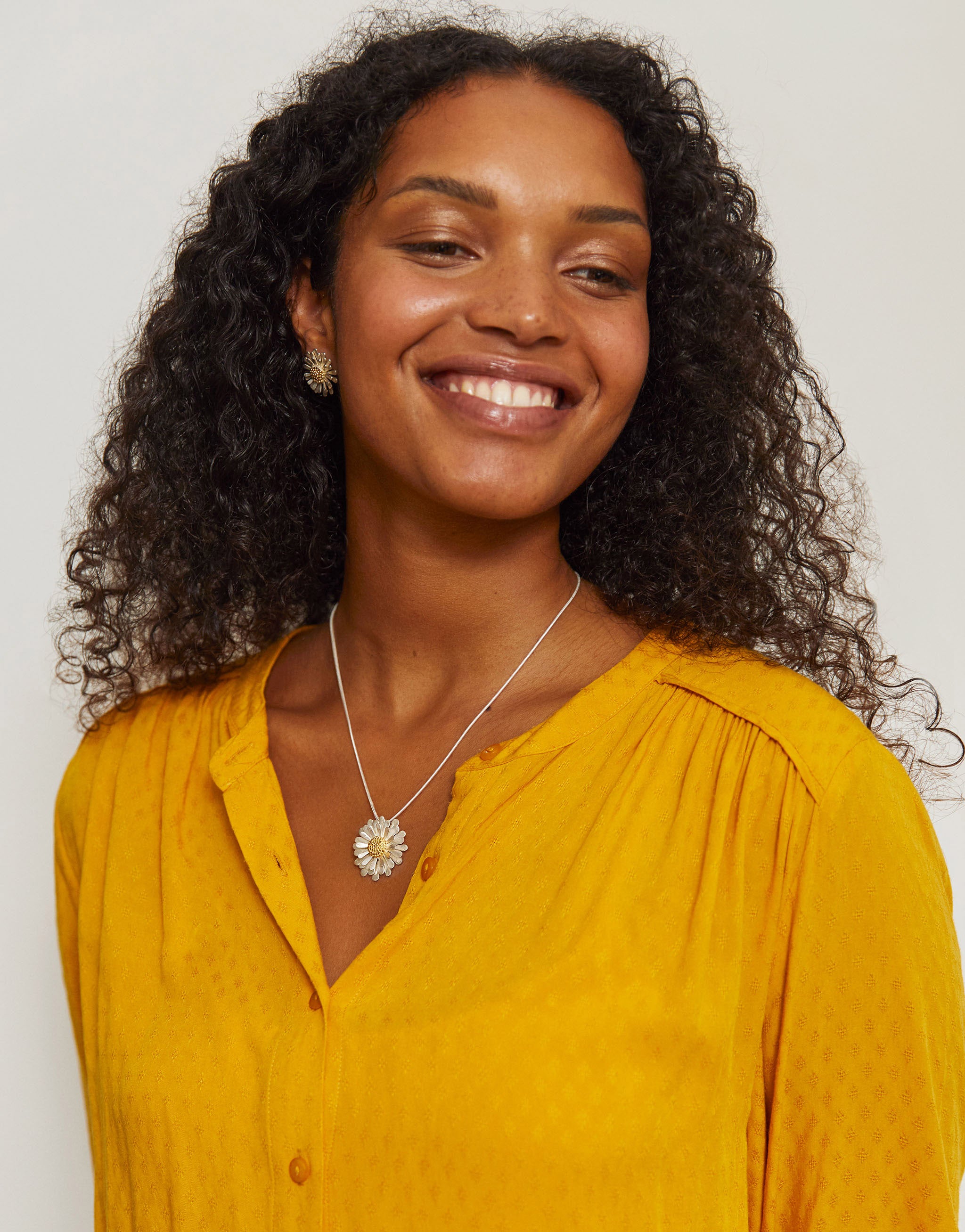 Aster flower jewellery set with pendant necklace and earrings