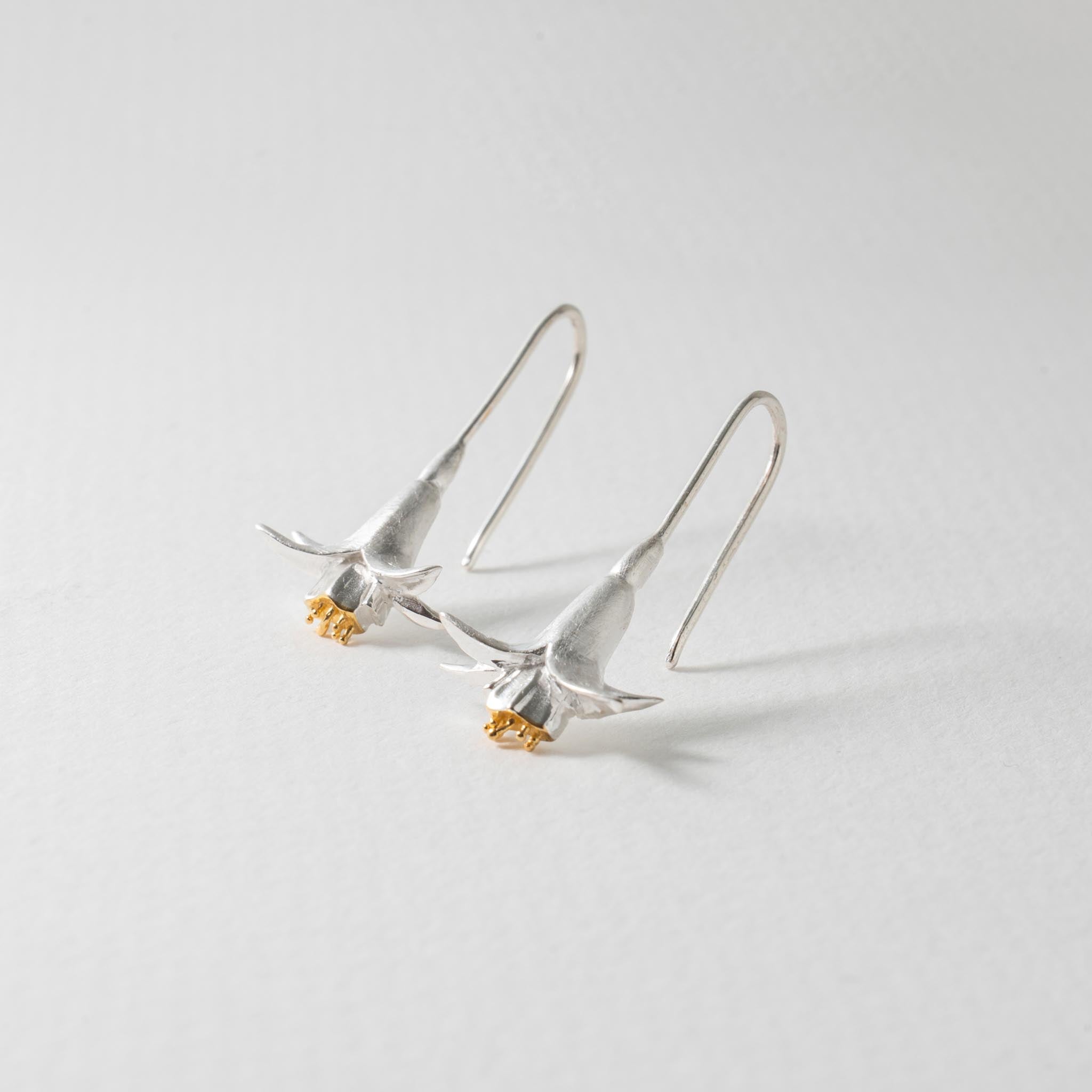 Paula Bolton Silver Jewellery - Fuchsia Flower Hook Earrings