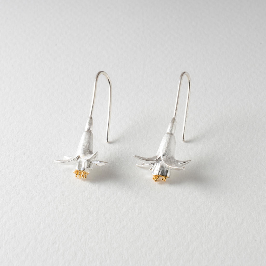 Paula Bolton Silver Jewellery - Fuchsia Flower Hook Earrings
