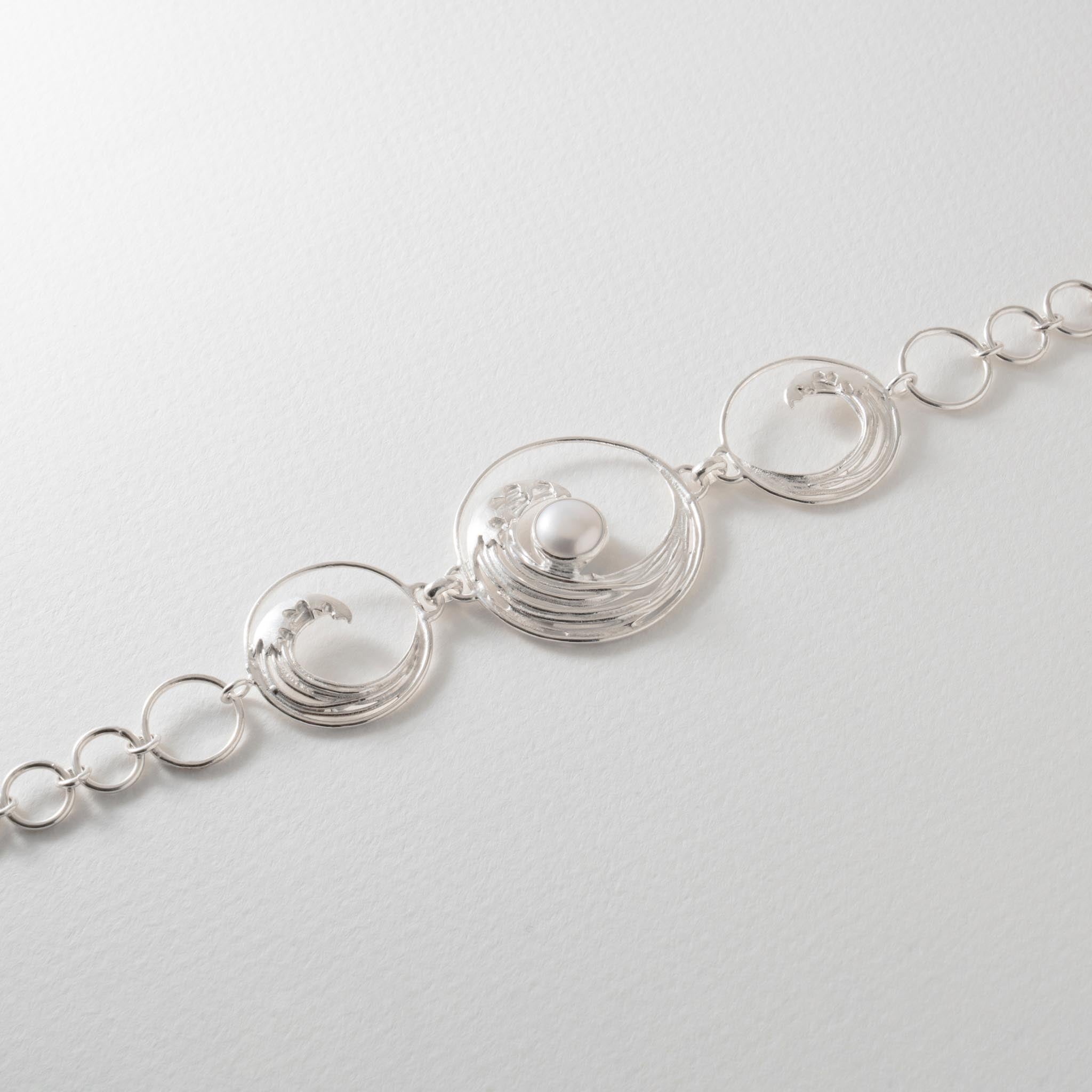 Paula Bolton Silver Jewellery - Hokusai Wave Pearl Bracelet