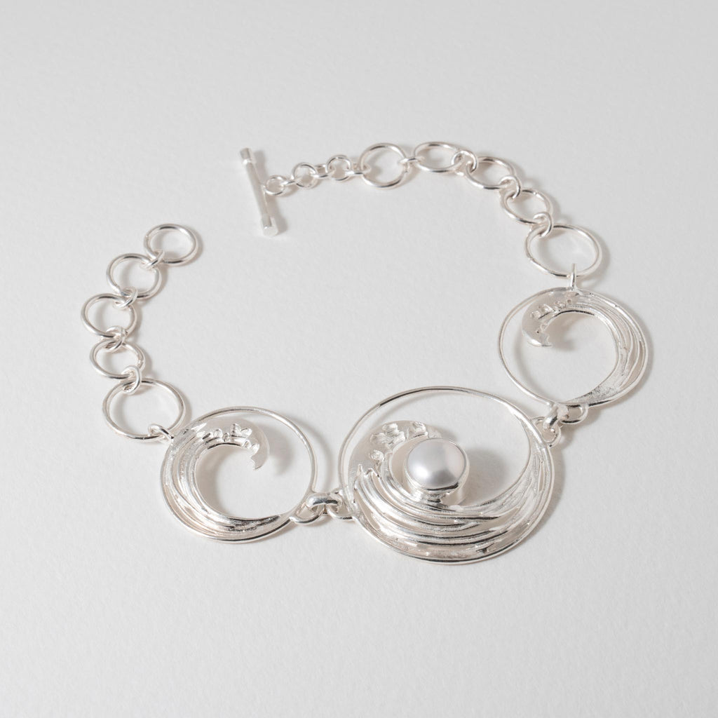 Paula Bolton Silver Jewellery - Hokusai Wave Pearl Bracelet
