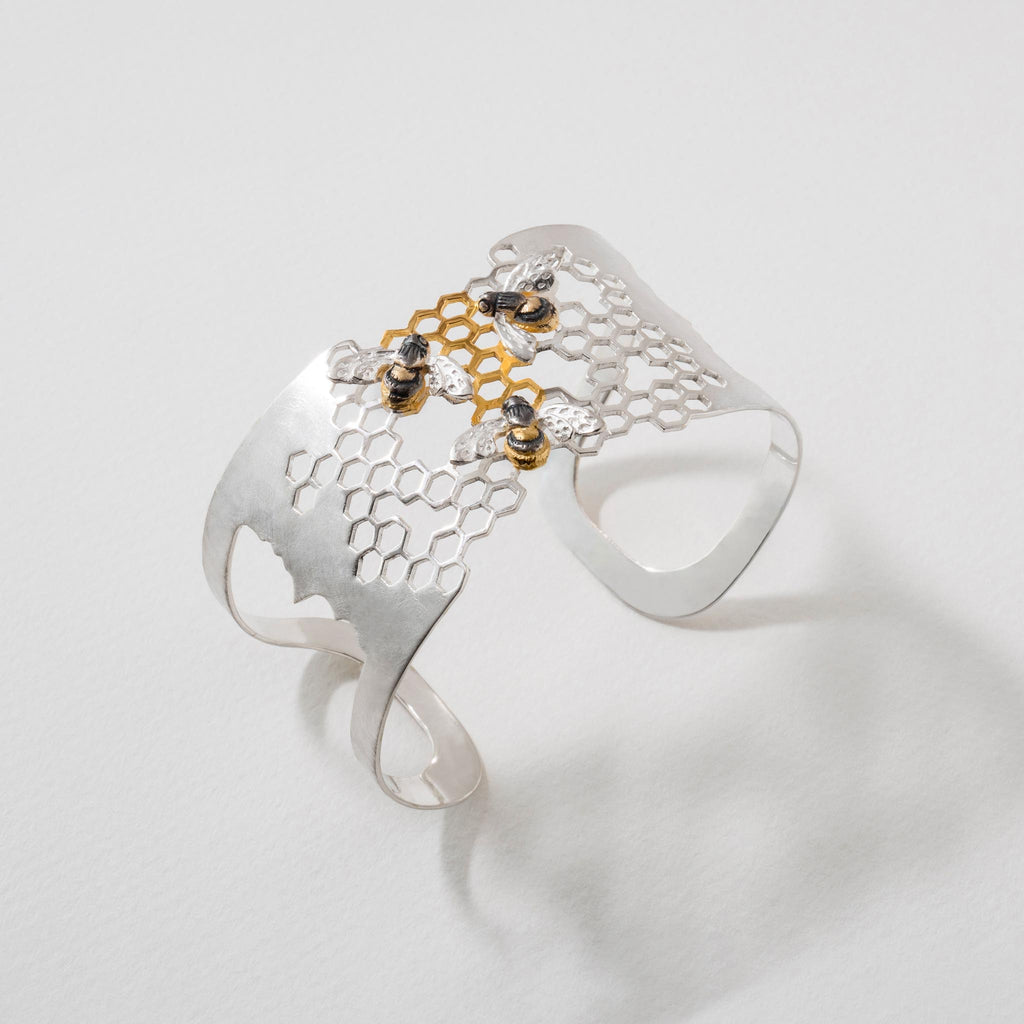 Paula Bolton Silver Jewellery - Honeycomb Bee Bangle