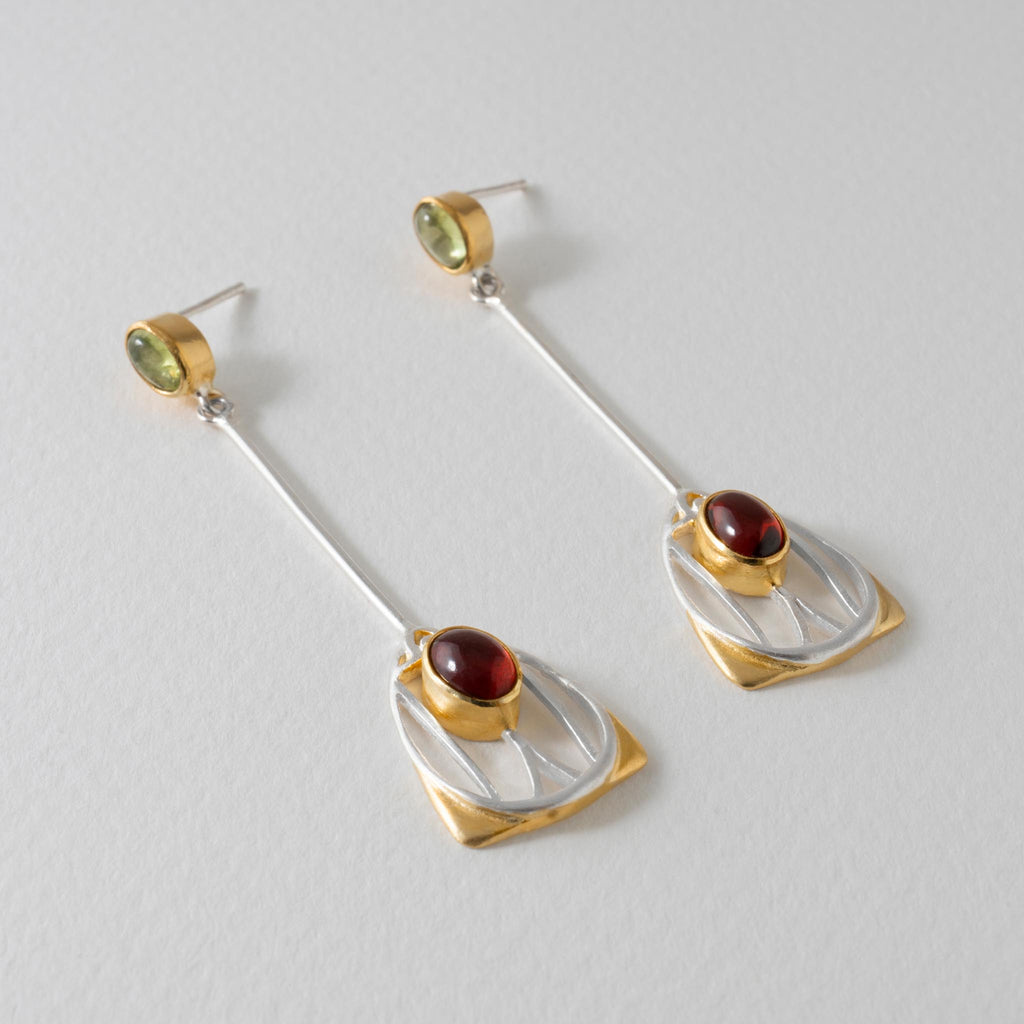 Paula Bolton Silver Jewellery - Macdonald Gesso Art Nouveau Earrings