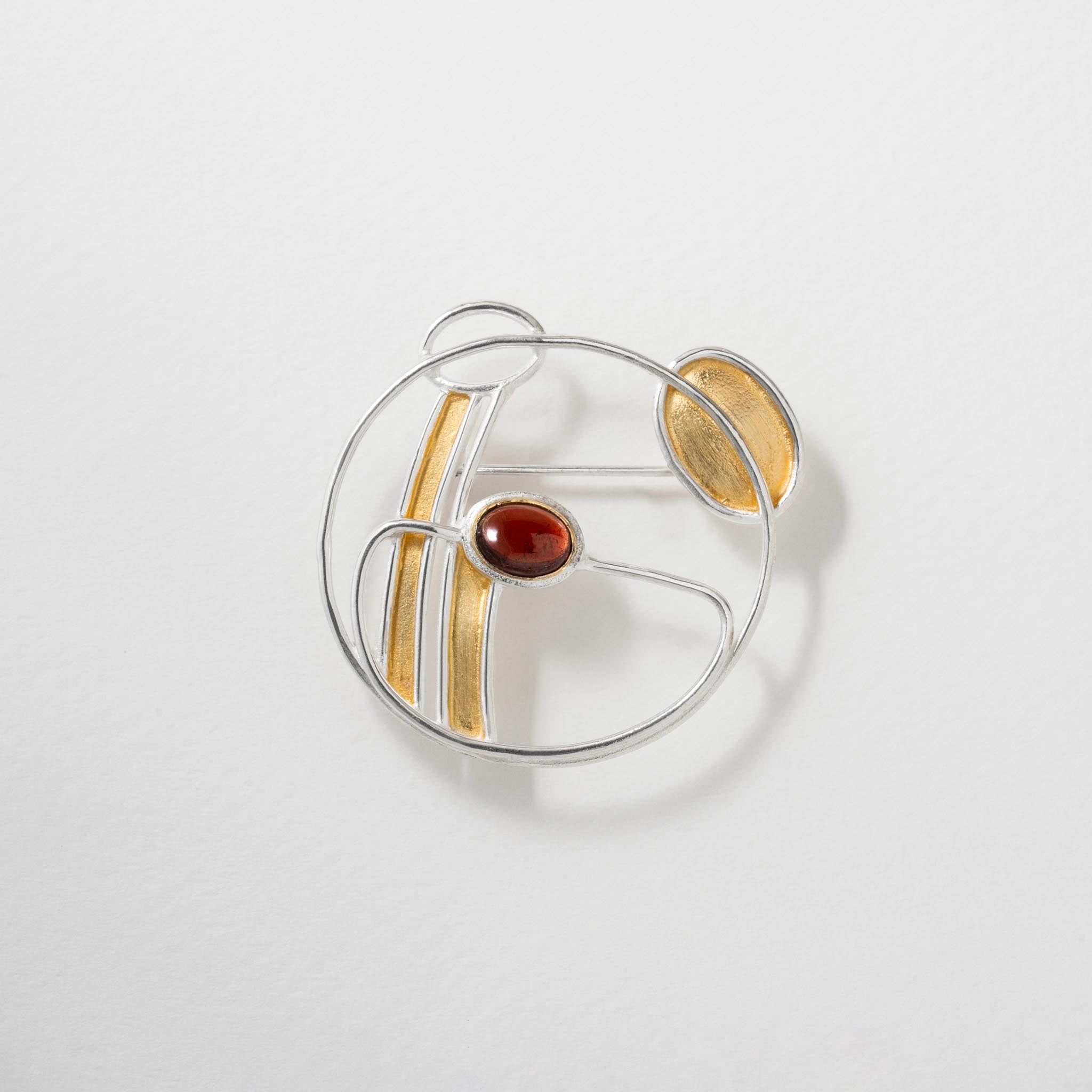 Paula Bolton Silver Jewellery - Mackintosh Art Nouveau Garnet Brooch