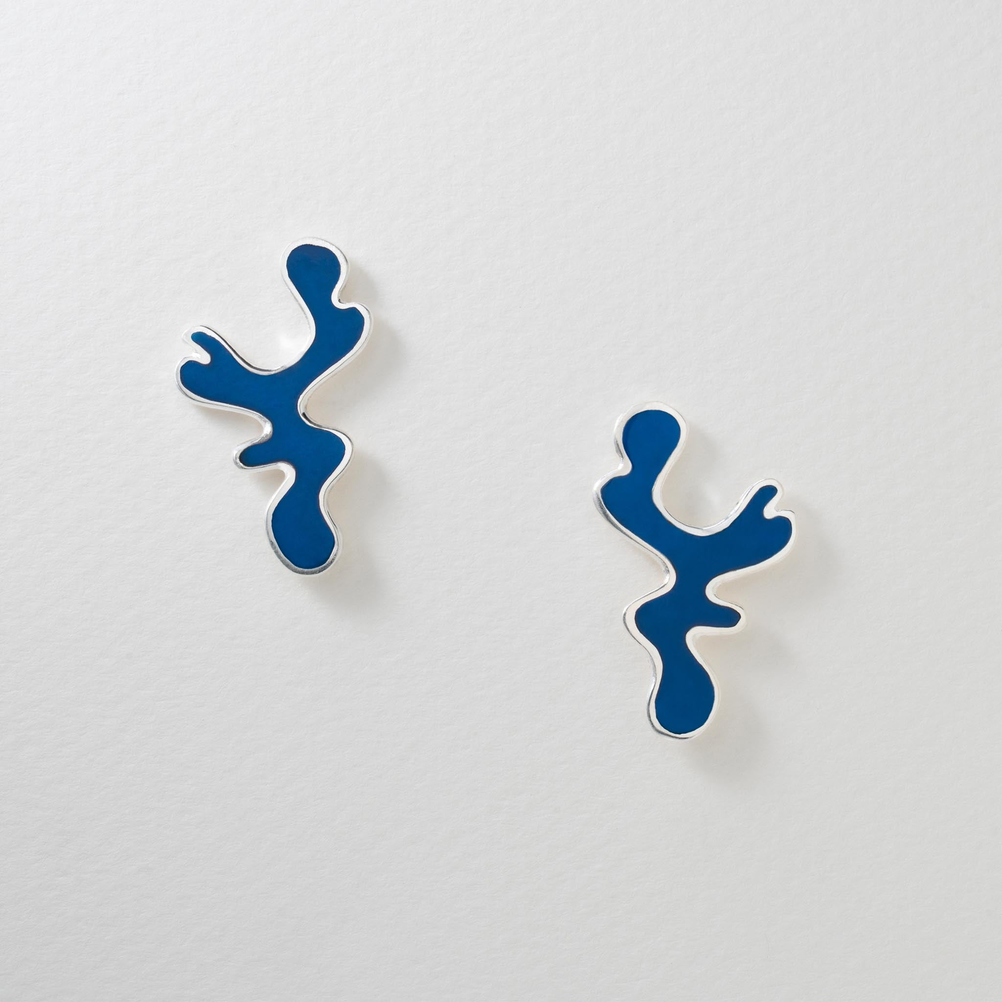 Paula Bolton Silver Jewellery - Blue Matisse Art Stud Earrings