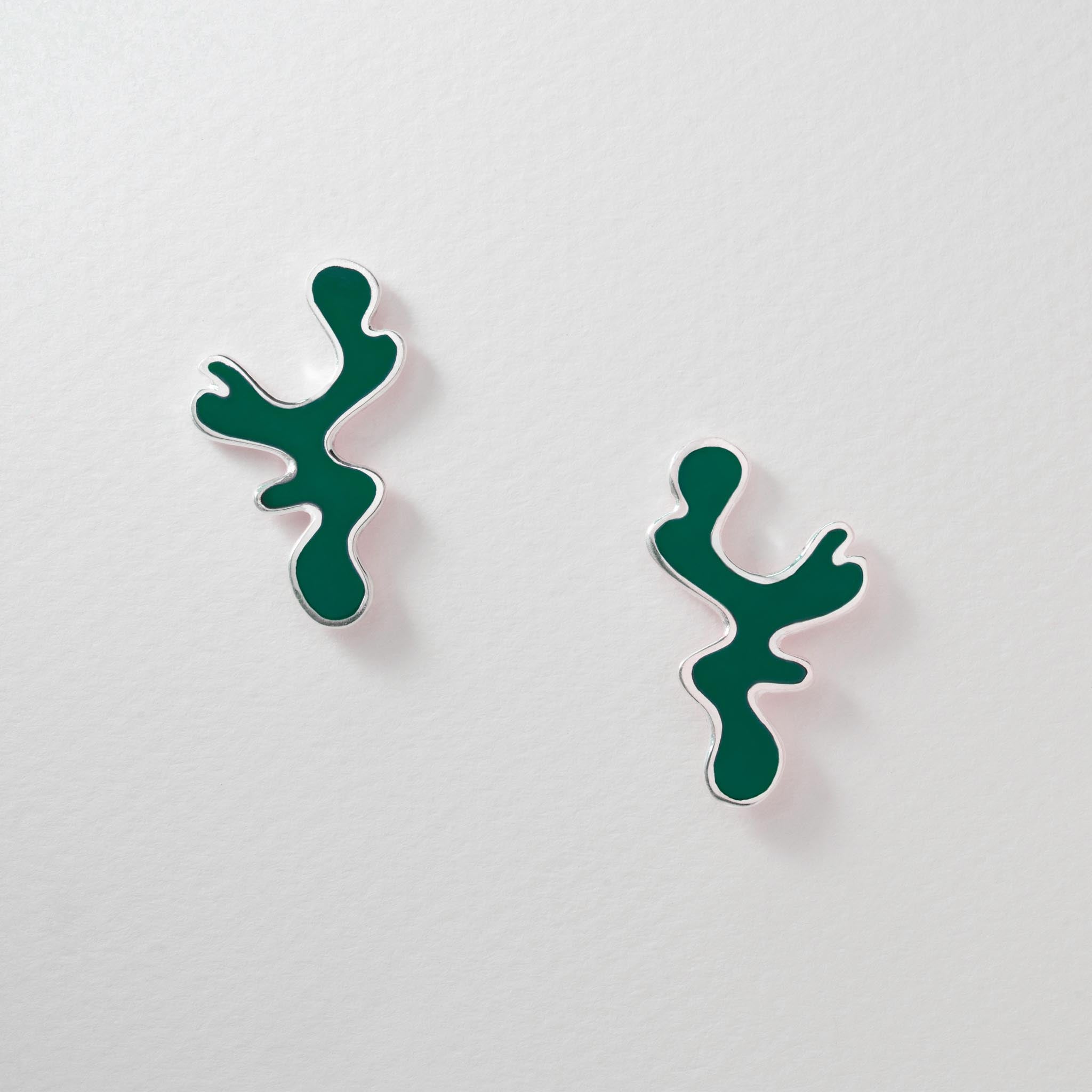 Paula Bolton Silver Jewellery - Green Matisse Art Earrings