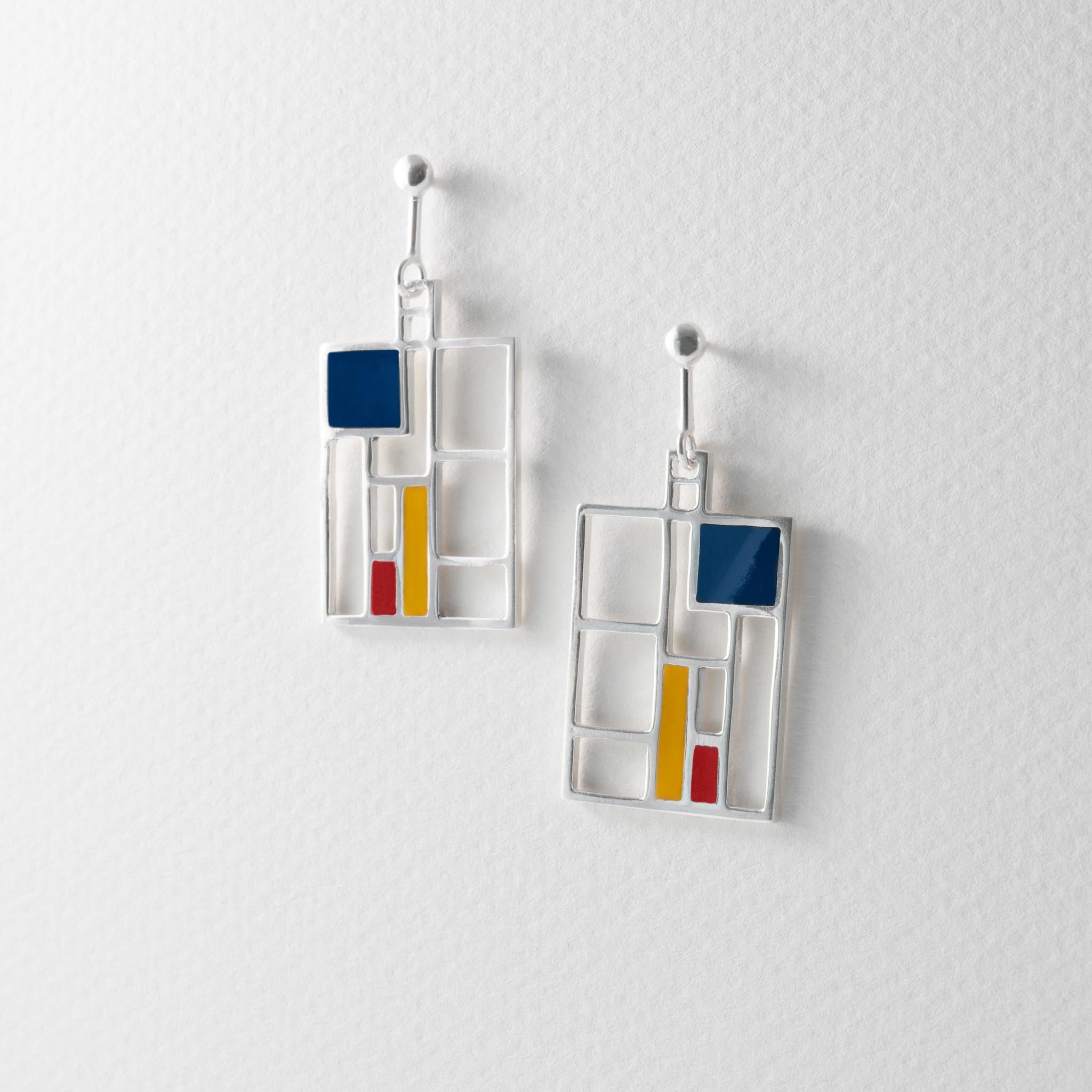Paula Bolton Silver Jewellery - 1930s Mondrian Designer Earrings