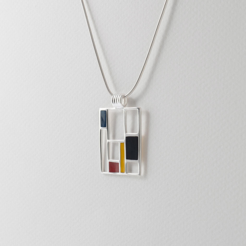 Paula Bolton Silver Jewellery - 1930s Mondrian Art Necklace Pendant