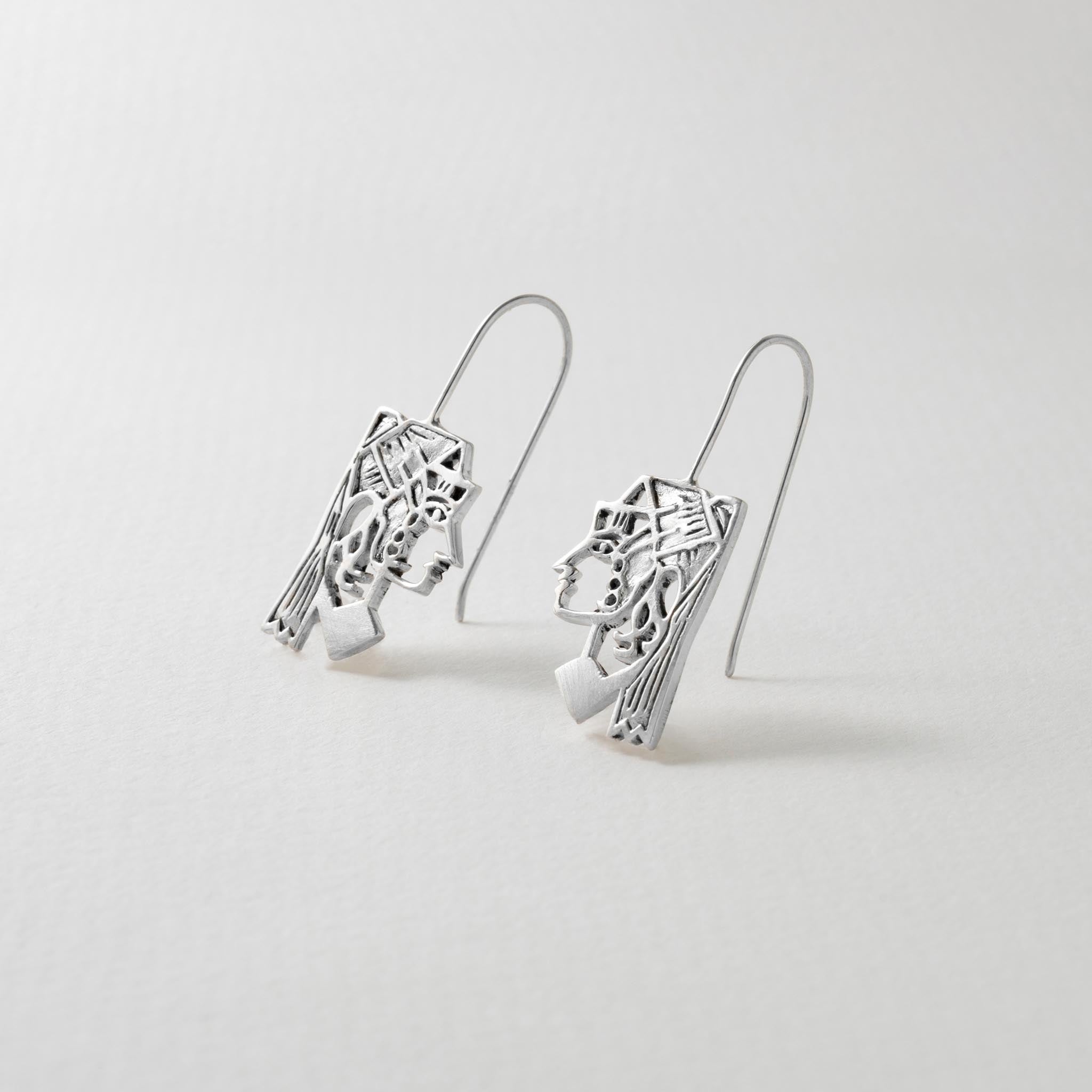 Paula Bolton Silver Jewellery - Picasso Art Hook Earrings