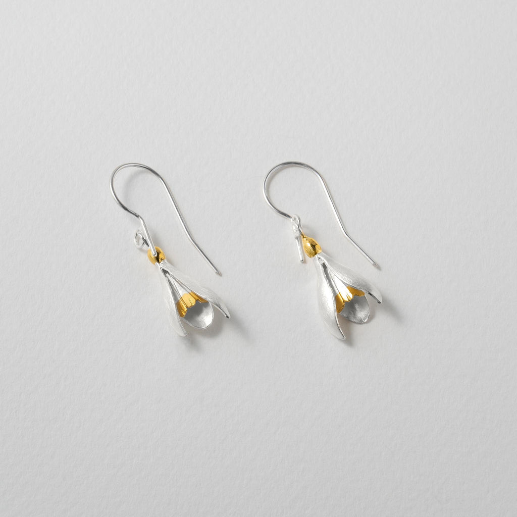 Paula Bolton Silver Jewellery - Snowdrop Flower Hook Earrings