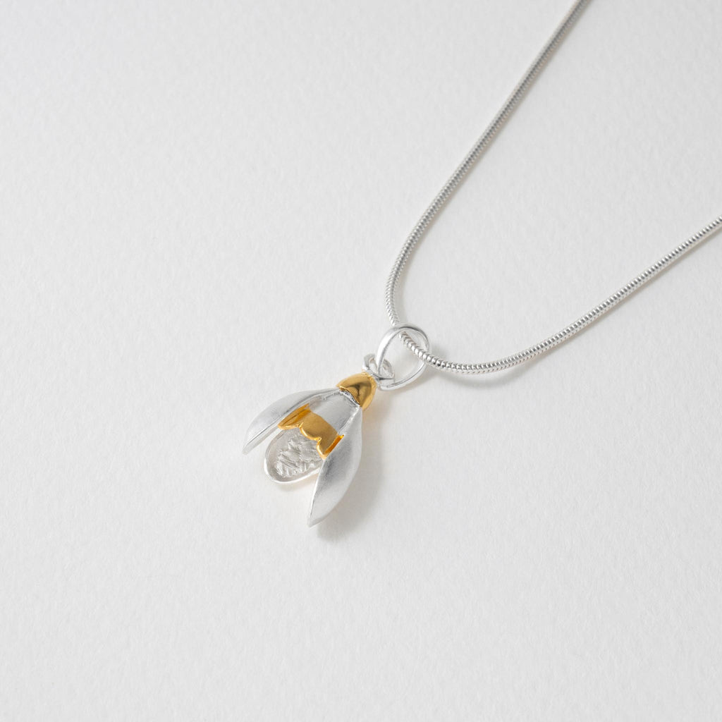 Paula Bolton Silver Jewellery - Snowdrop Flower Necklace Pendant
