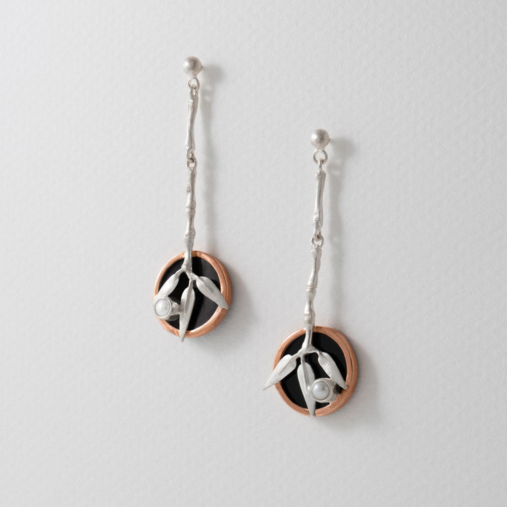 Paula Bolton Silver Jewellery - Japanese Urushi Bamboo Drop Earrings