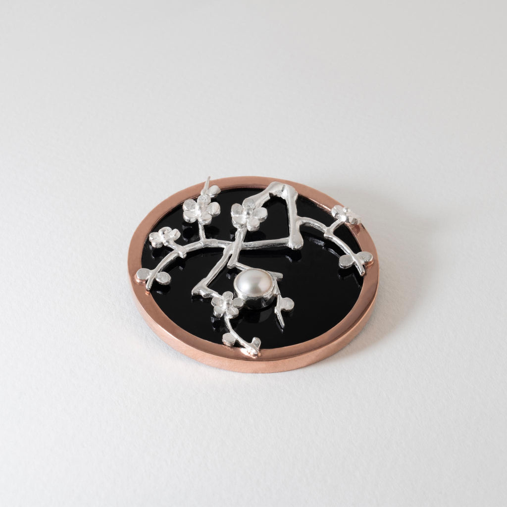 Paula Bolton Silver Jewellery - Japanese Urushi Cherry Blossom Brooch