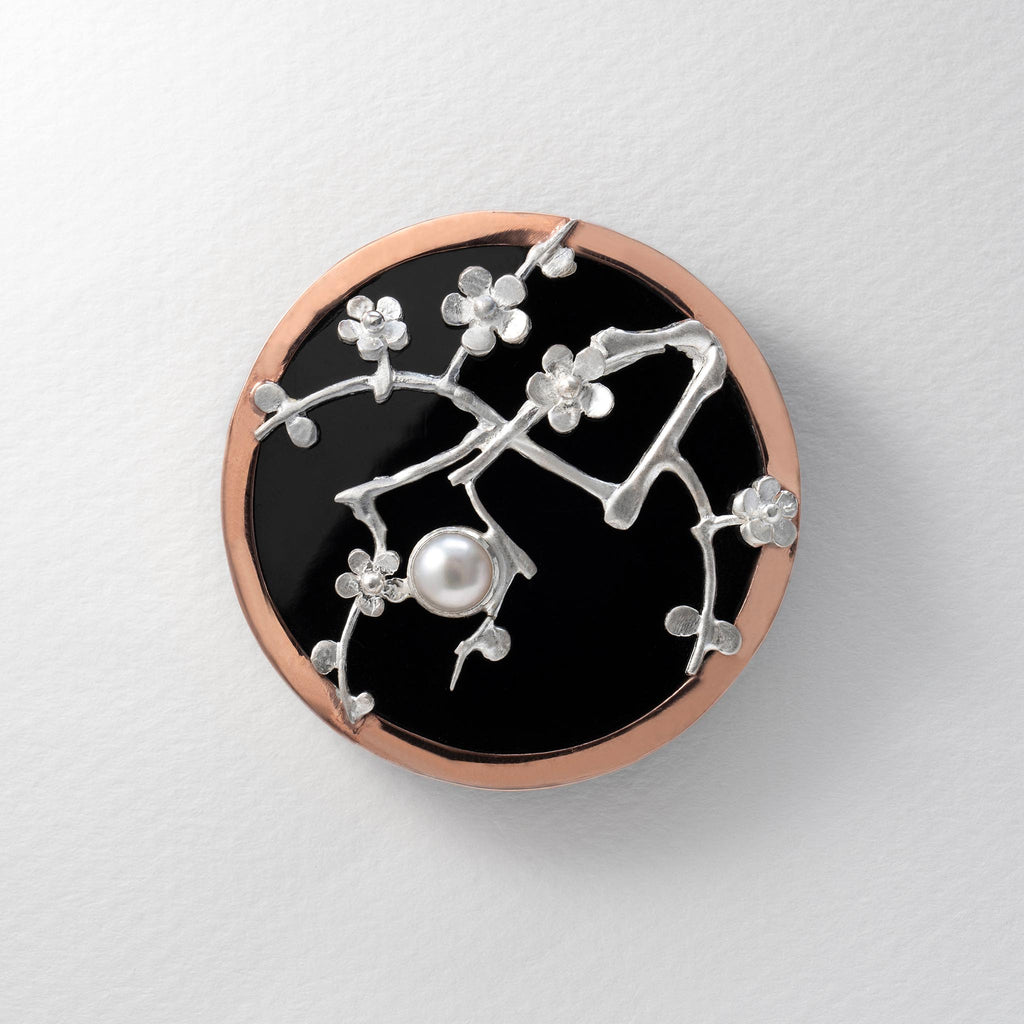Paula Bolton Silver Jewellery - Japanese Urushi Cherry Blossom Brooch