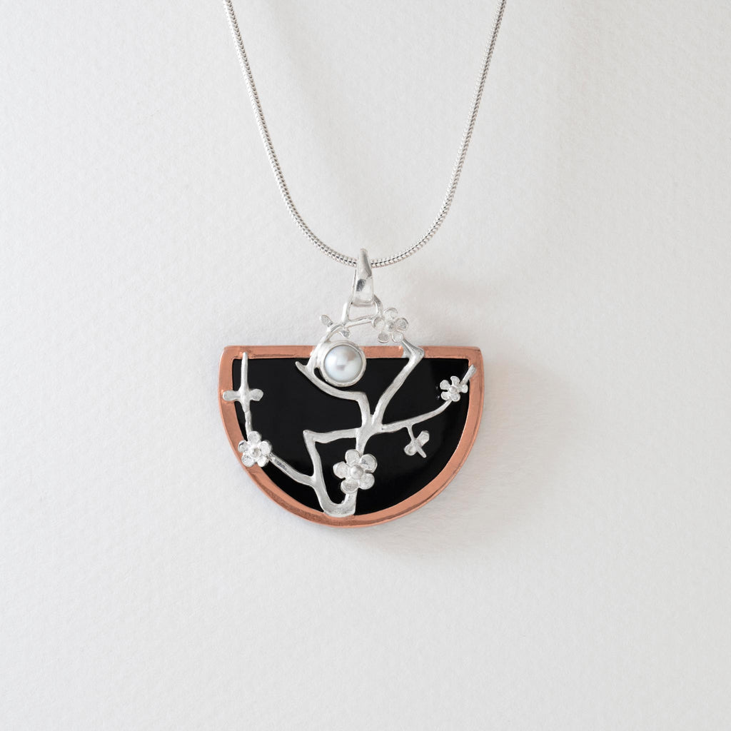 Paula Bolton Silver Jewellery - Japanese Urushi Cherry Blossom Necklace