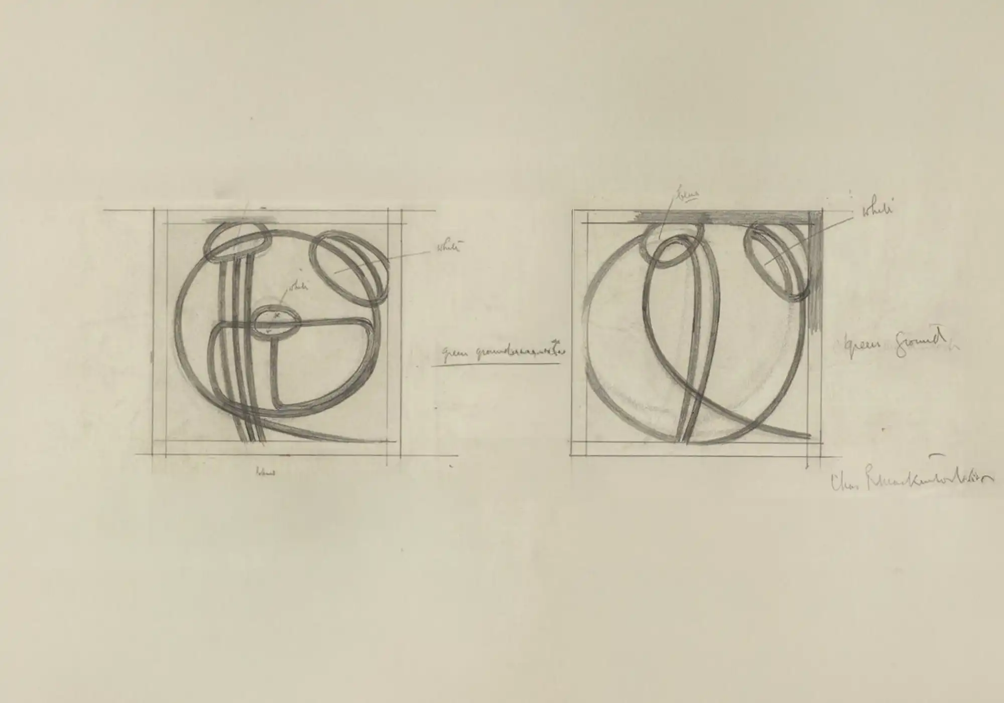 Original Art Nouveau jewellery sketch by silver jewellery designer Paula Bolton