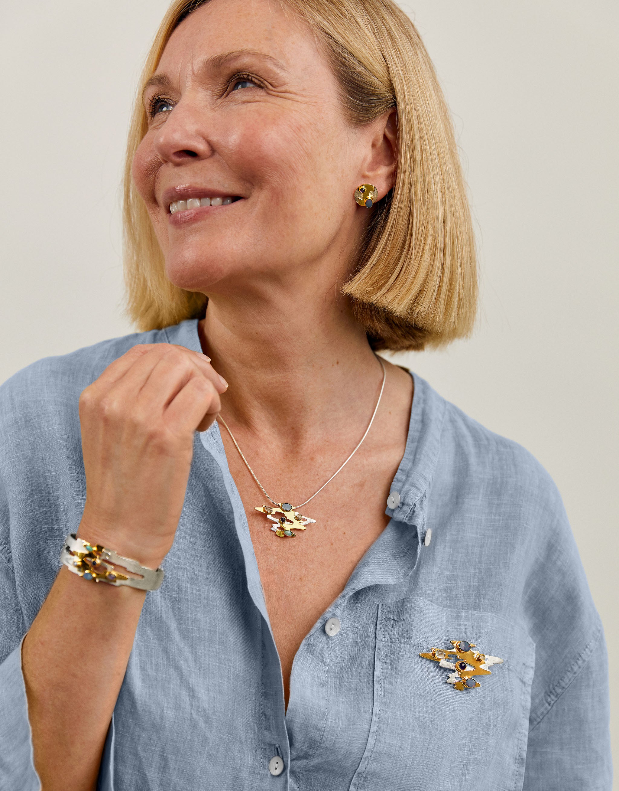 Claude Monet inspired jewellery collection in silver and gold with opal, amethyst and moonstone gemstones.