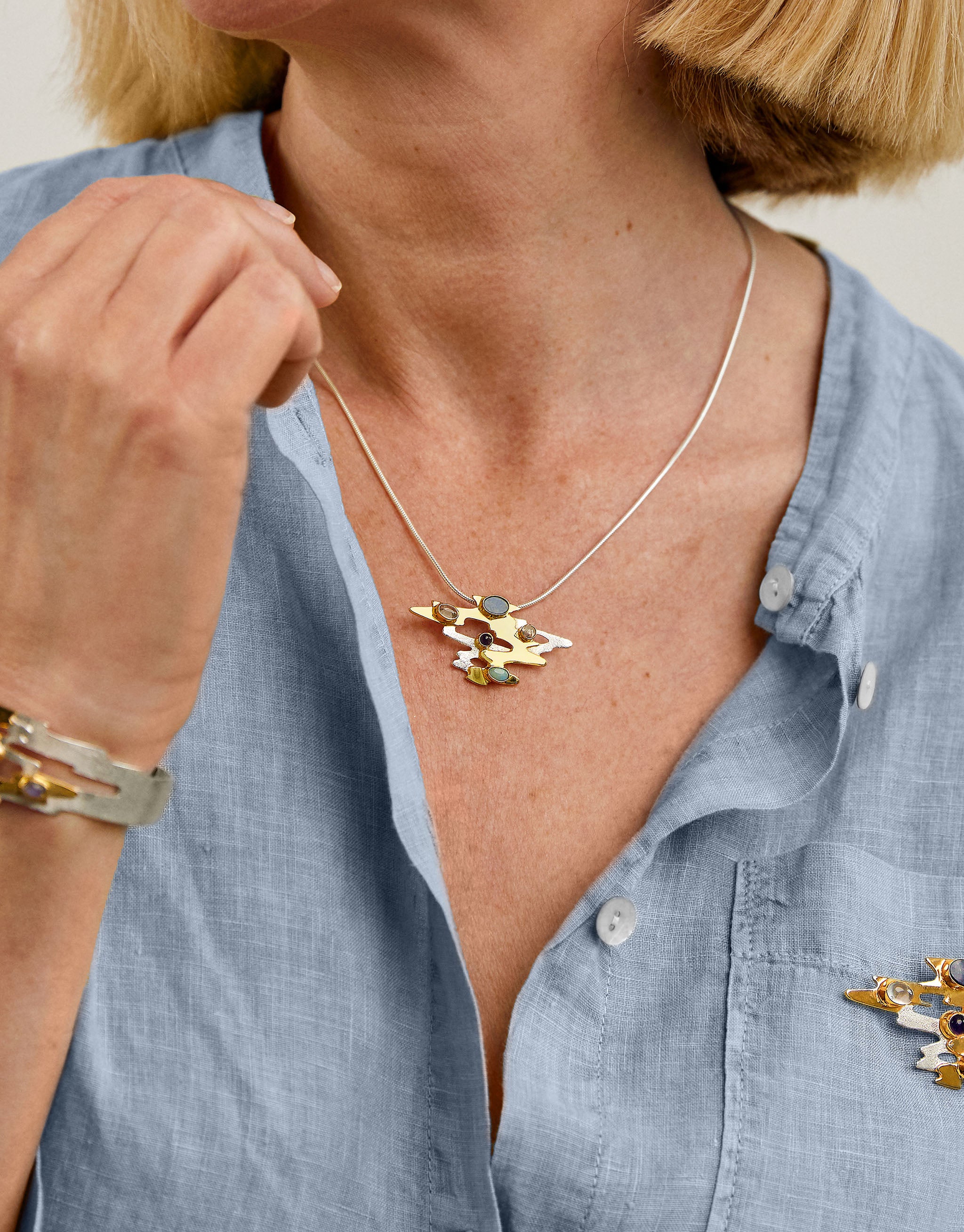 Sterling Silver and 18ct Gold Plated pendant necklace inspired by the art works of Monet.