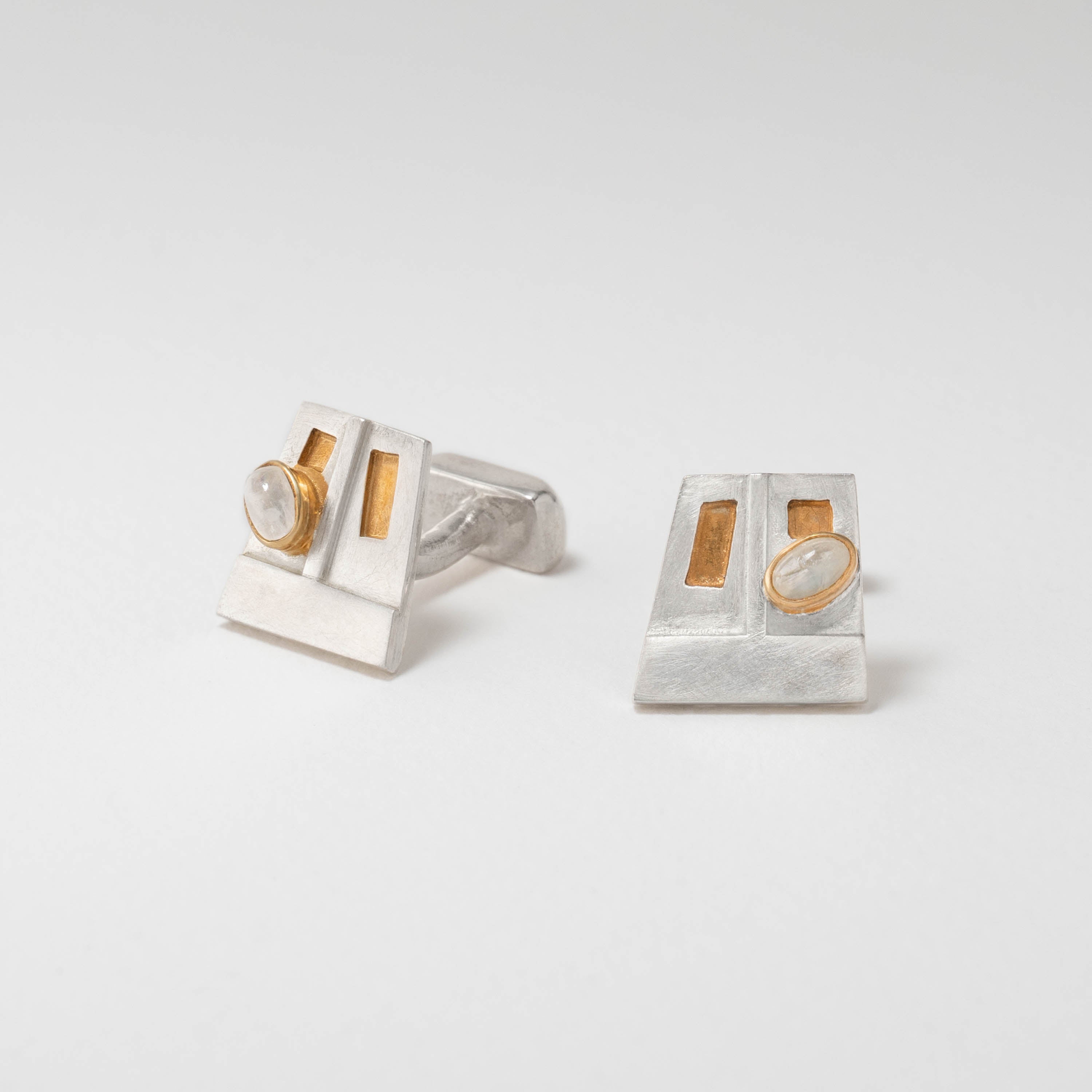 Mackintosh Willow Tea Rooms inspired cufflinks with sterling silver and gold plate detail. Elegant Art Nouveau design capturing his signature geometric style.