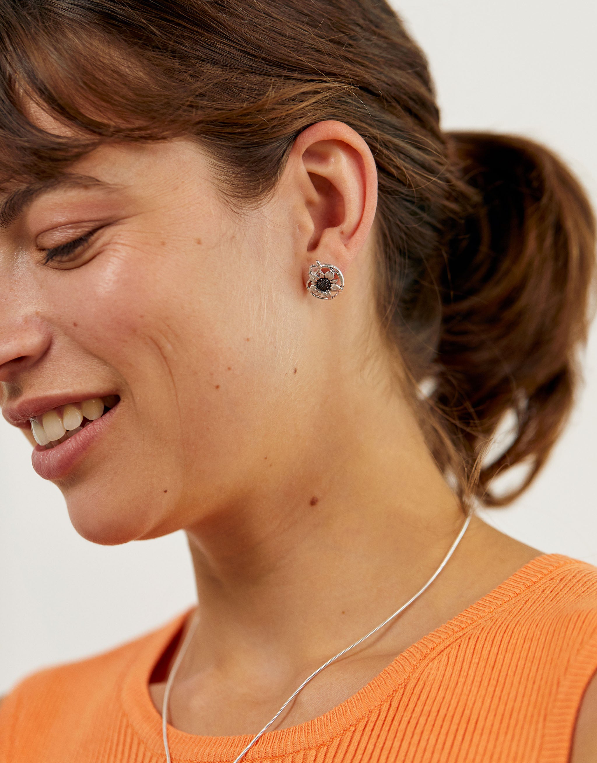 van gogh sunflower silver stud earrings