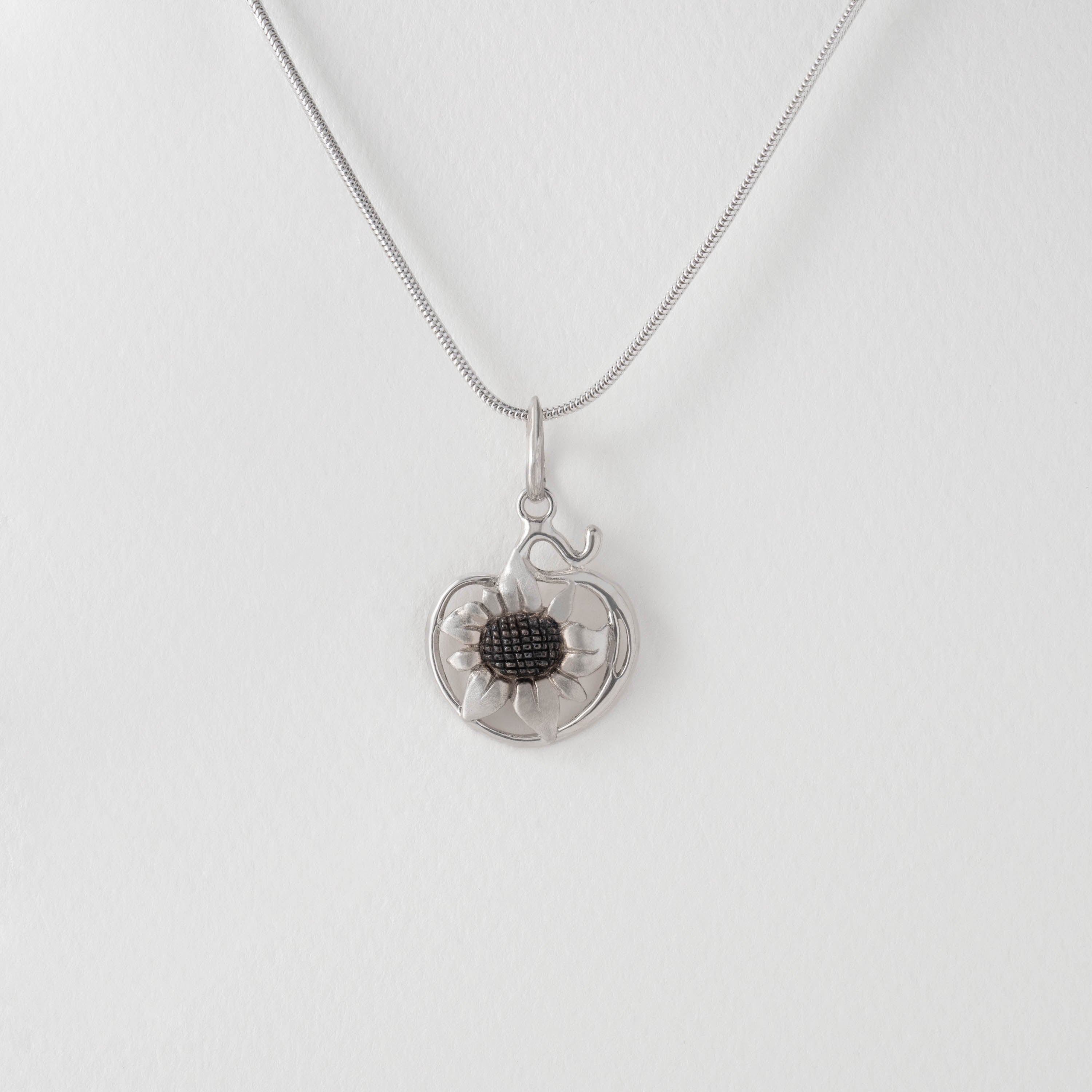 Silver sunflower pendant necklace inspired by Van Gogh Sunflowers