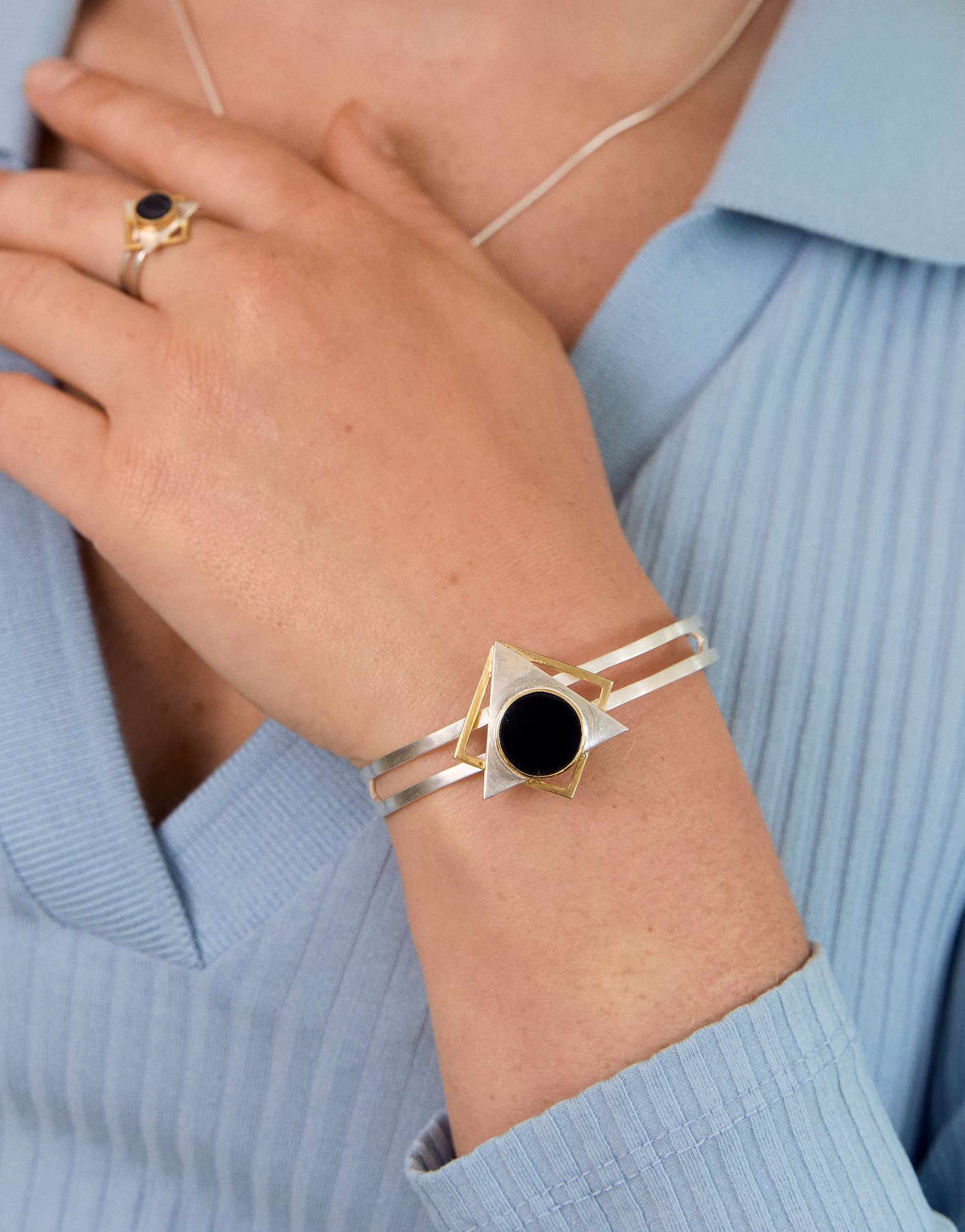 Silver statement Klimt inspired bangle.