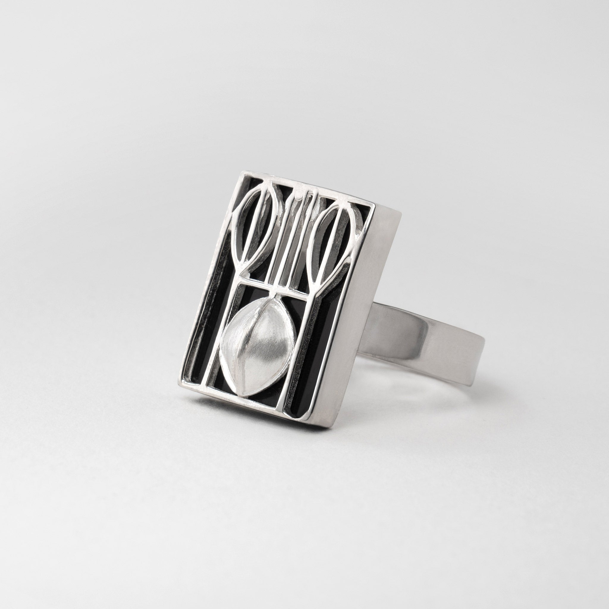 Bold Statement Silver Ring Wiener Werkstatte Design