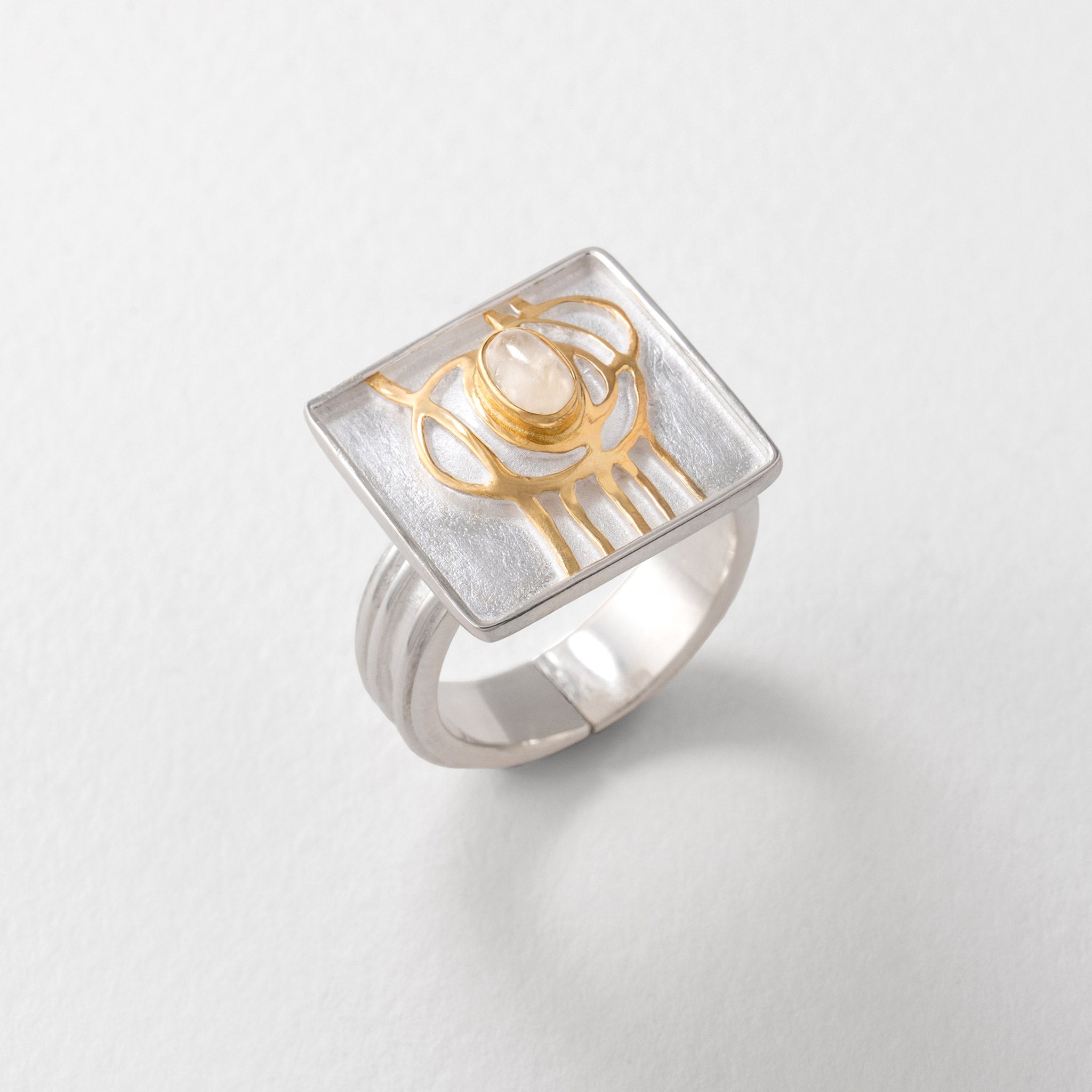 Art Nouveau Silver Ring Inspired by Charles Rennie Mackintosh