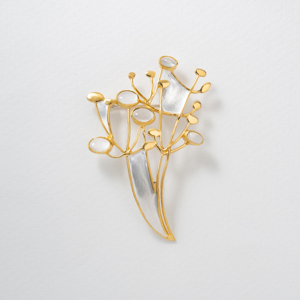 Paula Bolton Silver Jewellery - Hedgerow Moonstone Gold Brooch