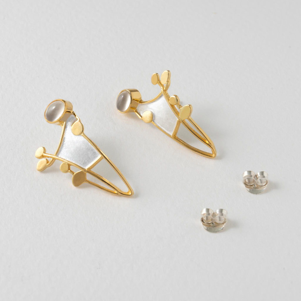 Paula Bolton Silver Jewellery - Hedgerow Moonstone Gold Earrings