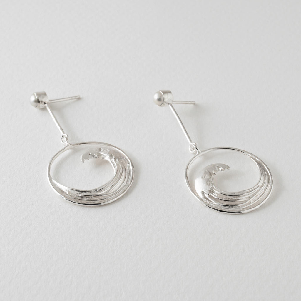 Paula Bolton Silver Jewellery - Hokusai Wave Pearl Earrings