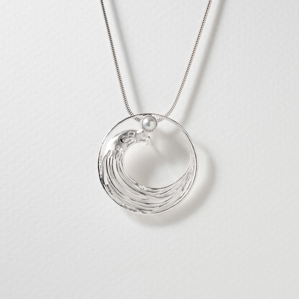 Paula Bolton Silver Jewellery - Hokusai Wave Pearl Necklace