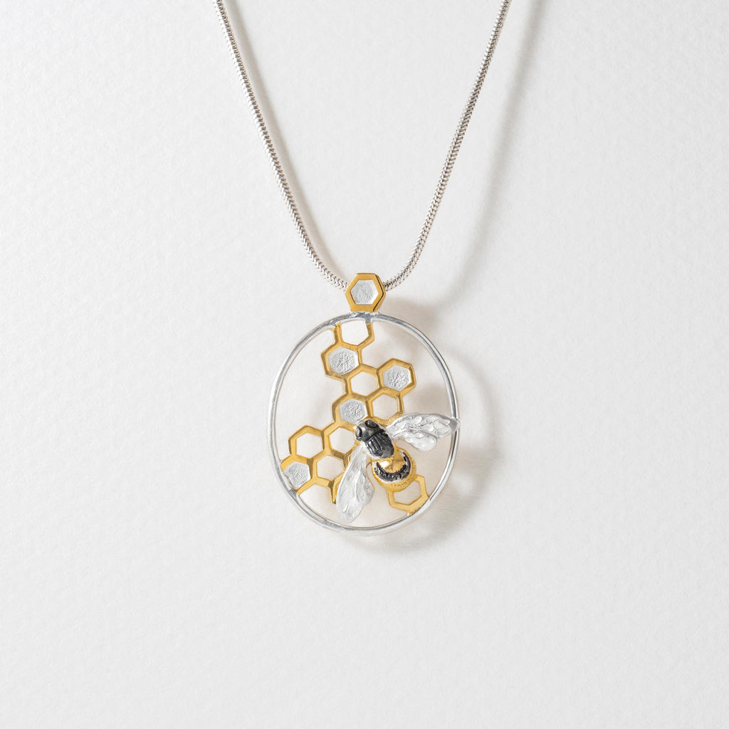 Paula Bolton Silver Jewellery - Honeycomb Bee Necklace Pendant