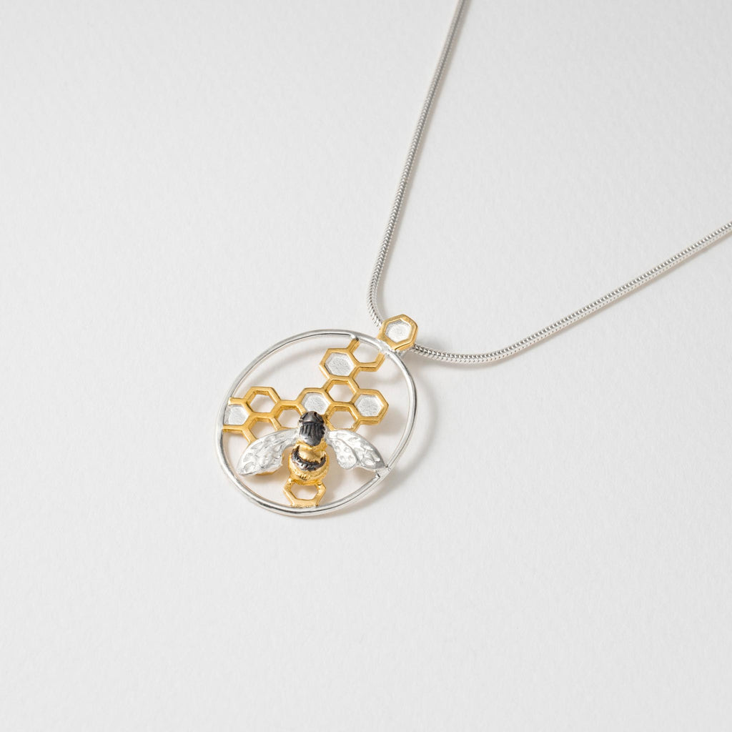 Paula Bolton Silver Jewellery - Honeycomb Bee Necklace