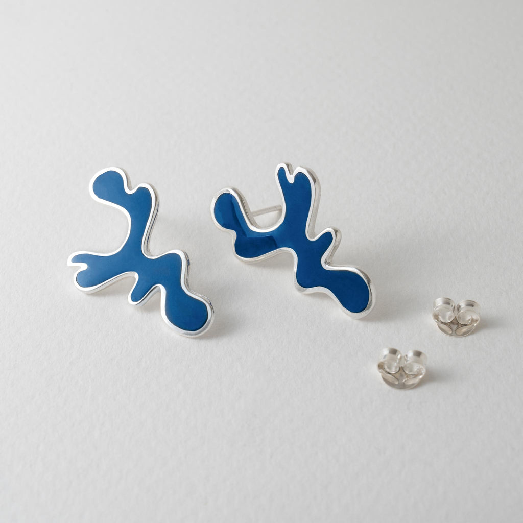 Paula Bolton Silver Jewellery - Blue Matisse Art Earrings