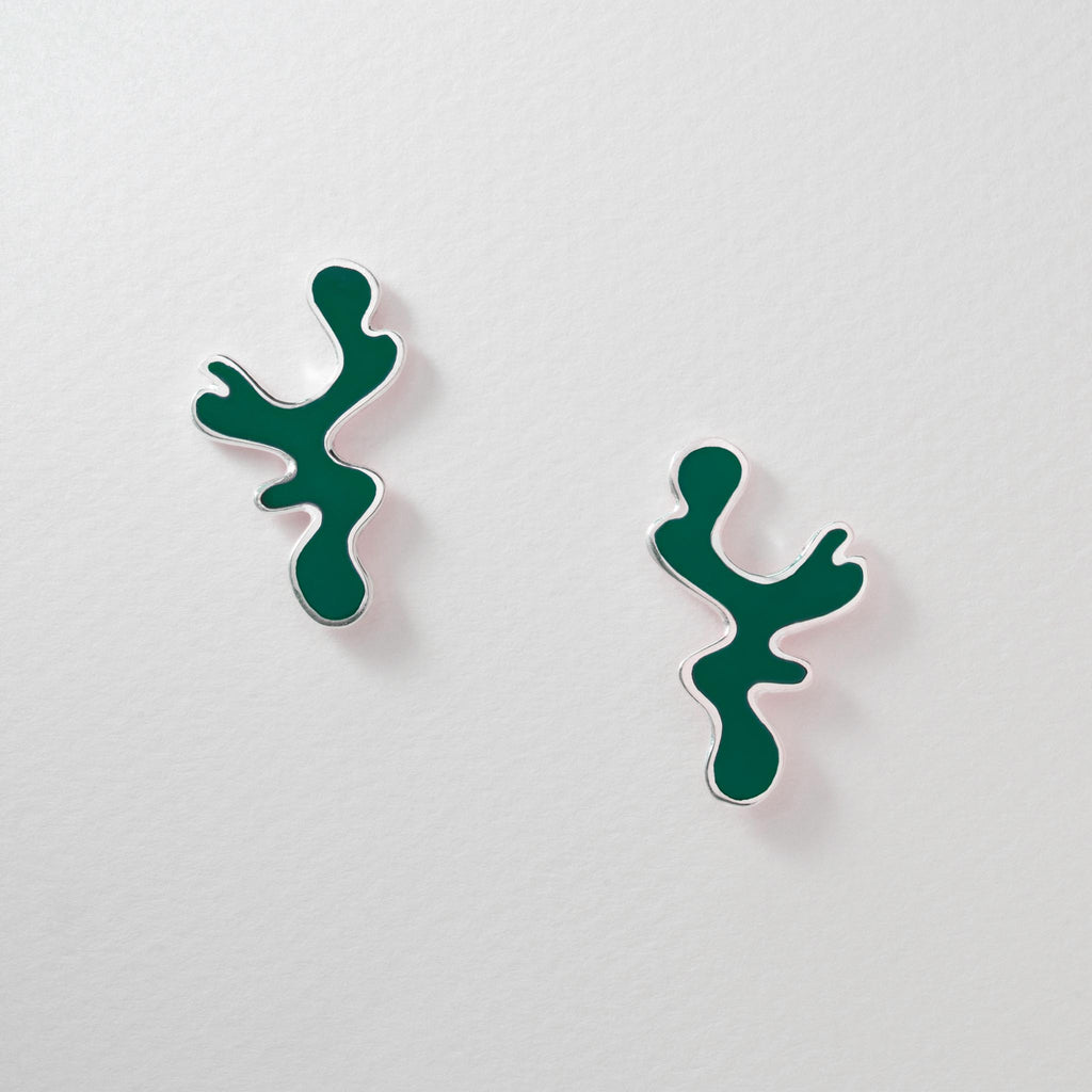 Paula Bolton Silver Jewellery - Green Matisse Art Earrings