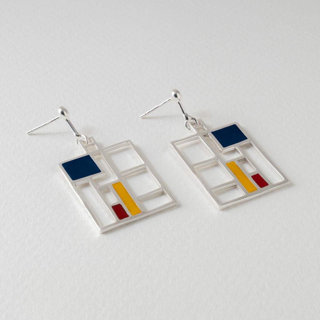 Paula Bolton Silver Jewellery - 1930s Mondrian Inspired Earrings