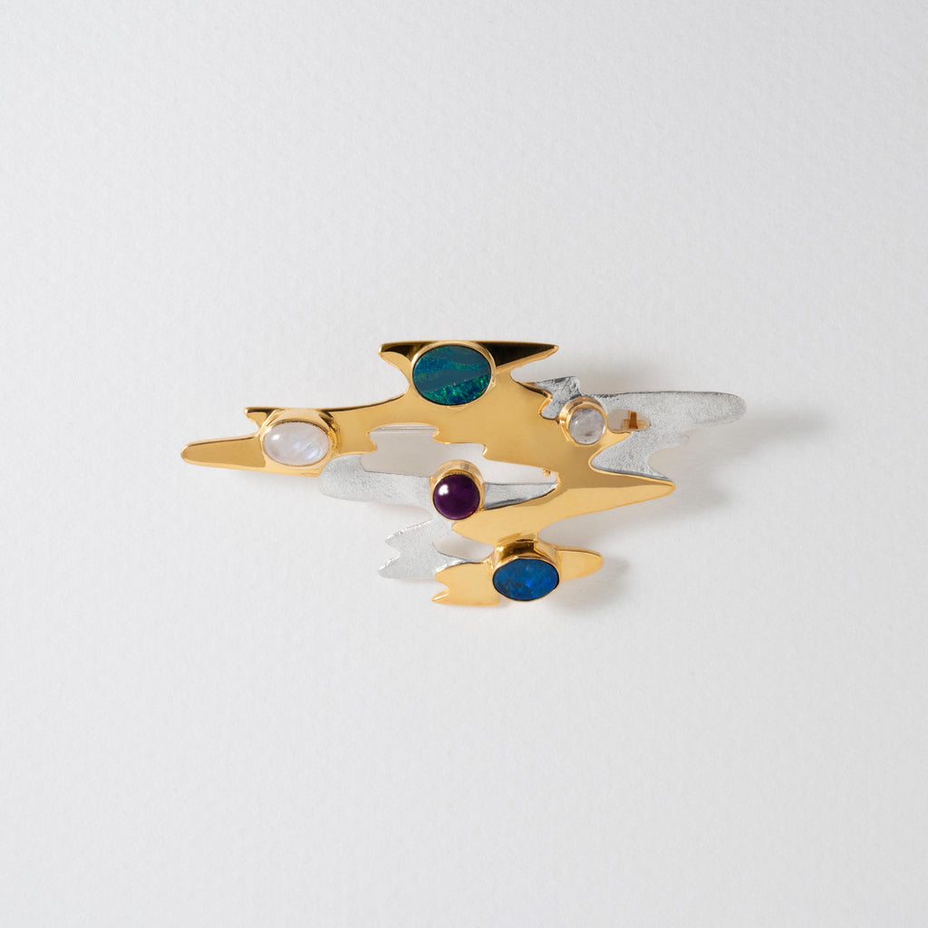 Paula Bolton Silver Jewellery - Monet Brooch with Opal and Semi-Precious Gemstones