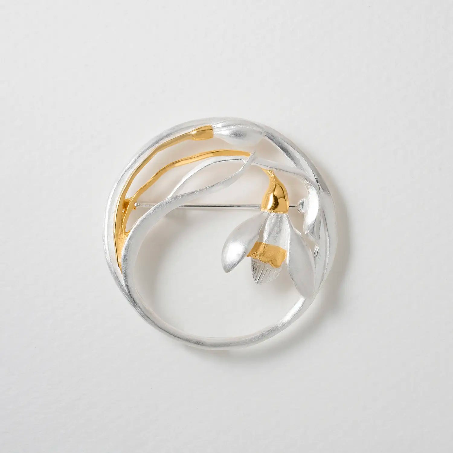 Snowdrop flower brooch sterling silver floral brooch for women